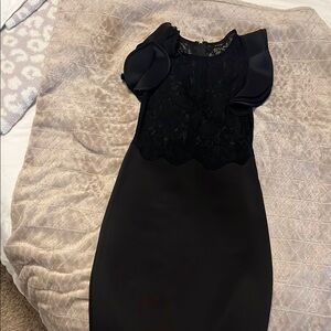 Trixxi Black Sheath Dress with Puff Sleeves